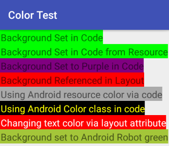 Android Color Test