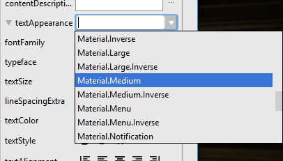 Android textAppearance Property