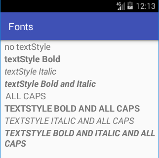 Android bold and italic text