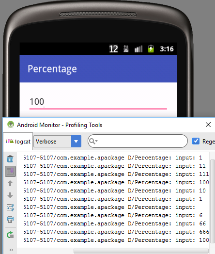 Values constrained with TextWatcher