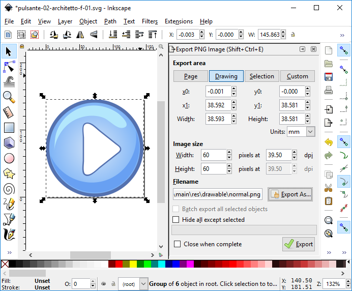 Exporting Play Button from Inkscape