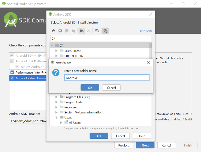 Android Studio Install Locations