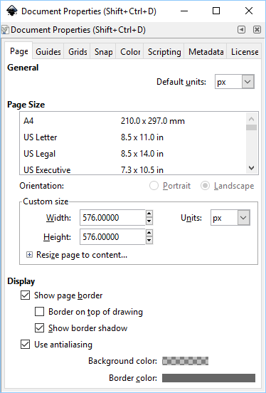Inkscape Document Properties