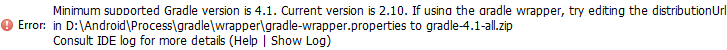 Minimum Support Gradle Error