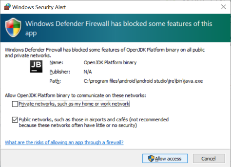 OpenJDK firewall access