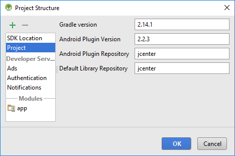 Studio's Default Gradle Settings