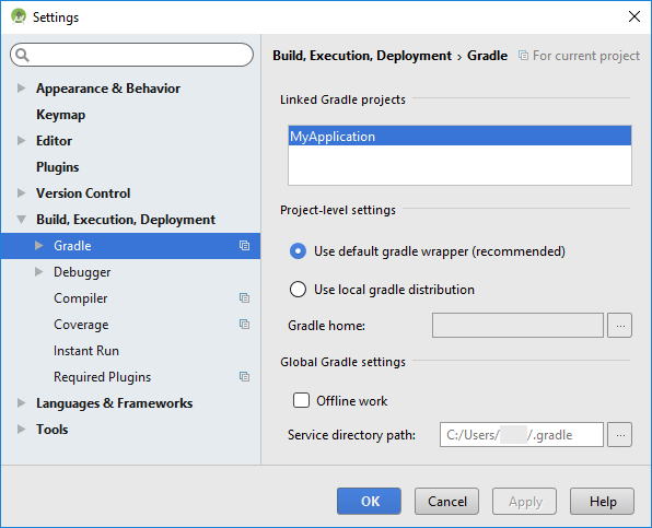 Studio's Gradle Options