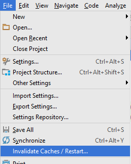 Studio's Invalidate Caches Options