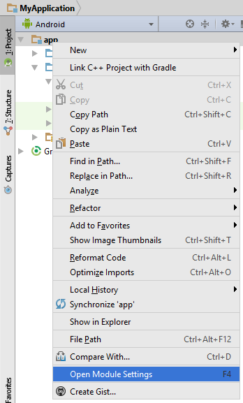 Studio's Open Module Settings