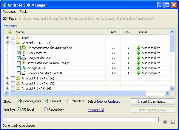 Example Apps can be Loaded with the SDK Manager