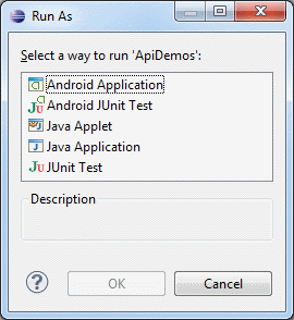 Eclipse Run As Dialog