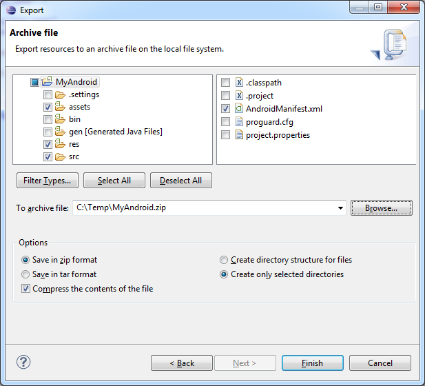 Export Archive Suitable for Eclipse