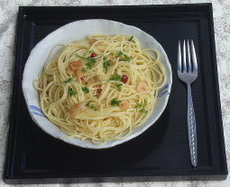 A plate of spaghetti.
