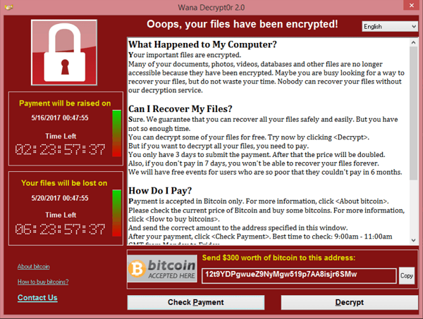 WannaCry screen