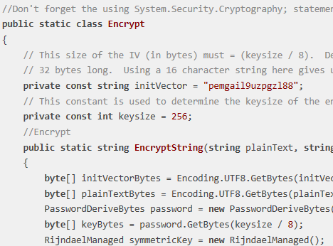 Encrypt Decrypt of a String in C#