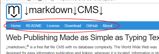 Default md-CMS menu