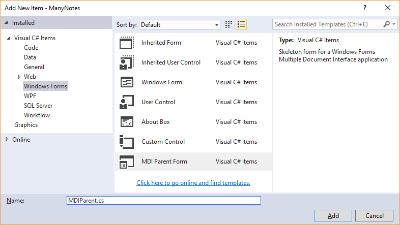 Visual Studio MDI Parenty