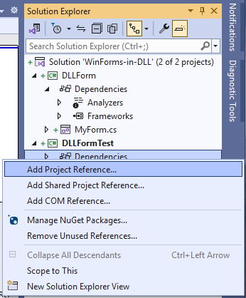 Add a WinForm to the DLL