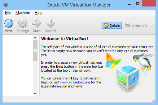 VirtualBox first run