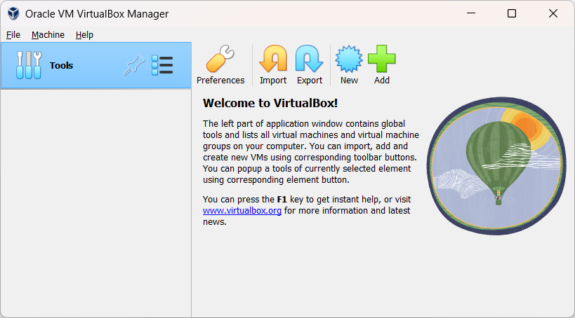 VirtualBox first run