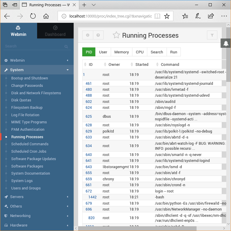 Webmin Install Running on CentOS