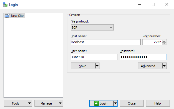 WinSCP Login for Windows to Linux file transfers