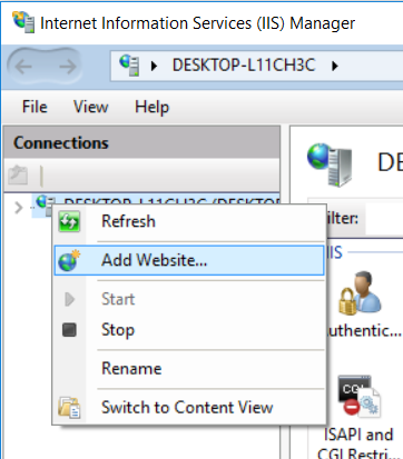 Add IIS Website