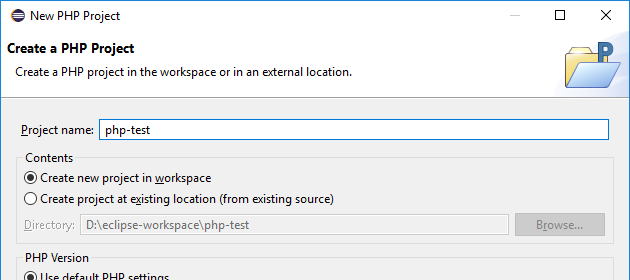 Eclipse New PHP Project