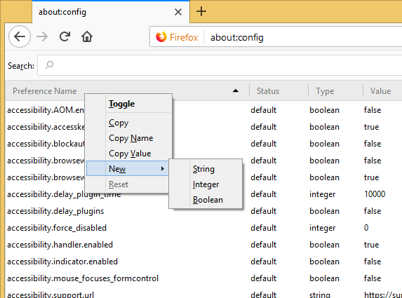 Firefox About Config