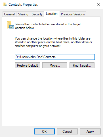 Windows Folder Location Property