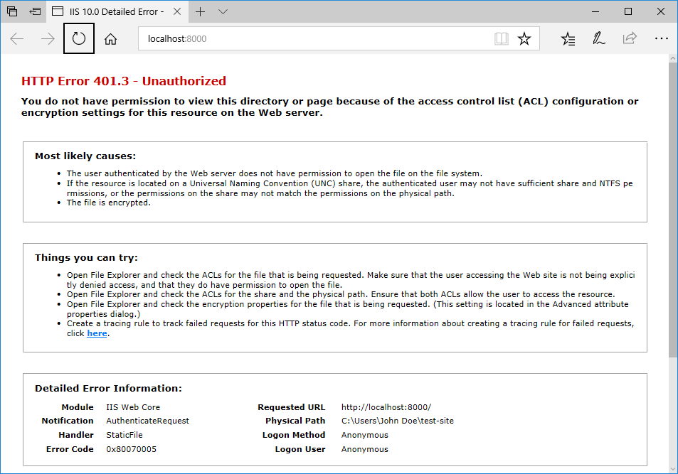 IIS Access Denied