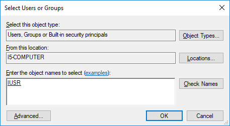 Add IIS User Permissions