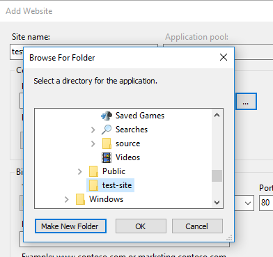 Set the web folder for new website