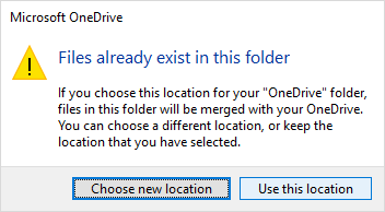 OneDrive Location Warning